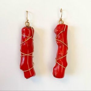 Handmade Wire Wrapped Coral Earrings